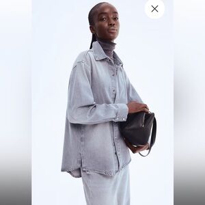 NWT H&M Feather Soft Denim Shirt Gray Size M Lightweight Denim
